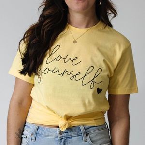 “Love Yourself” yellow graphic tee